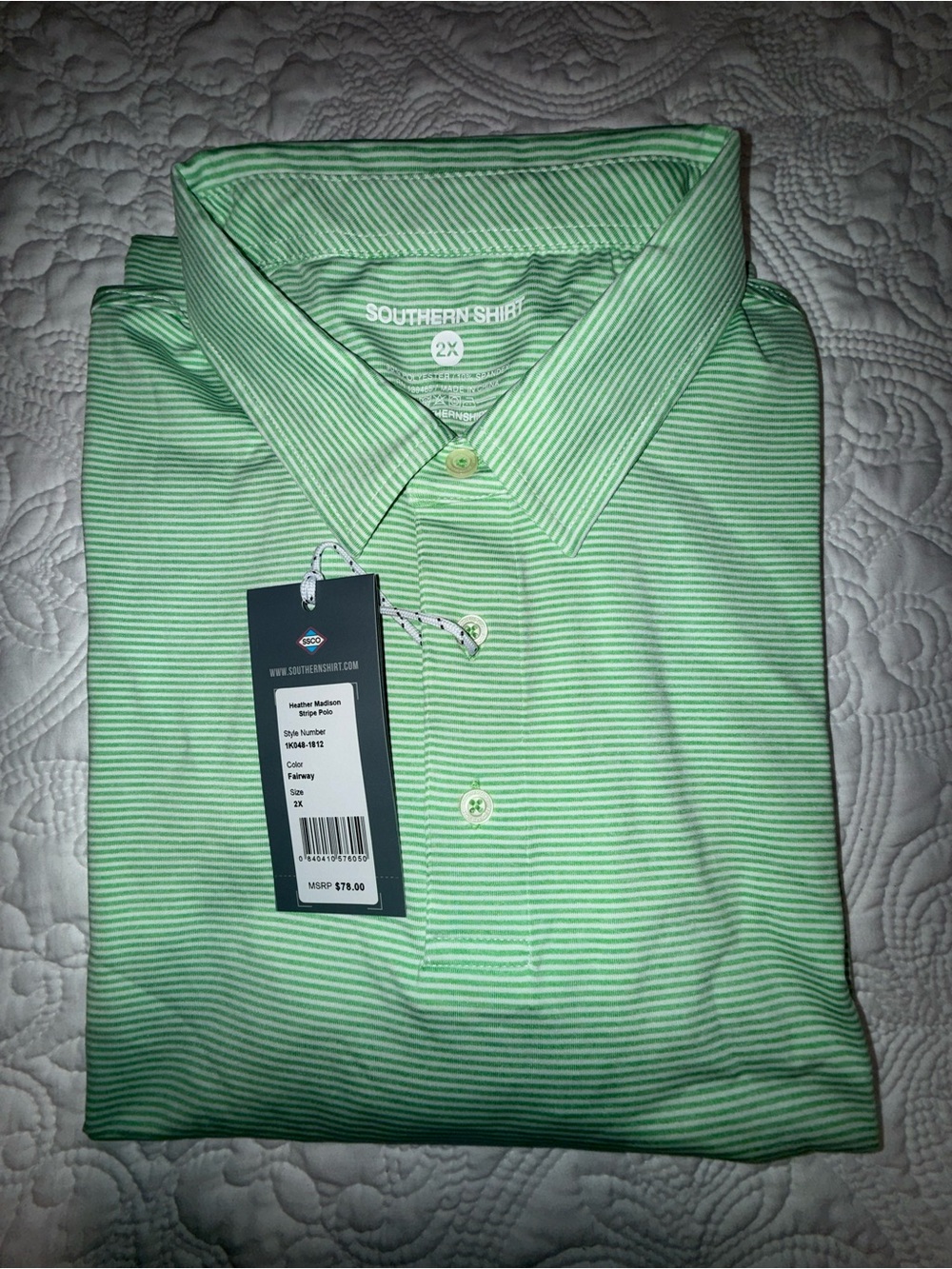 The Southern Shirt Company Mint Green Striped Polo